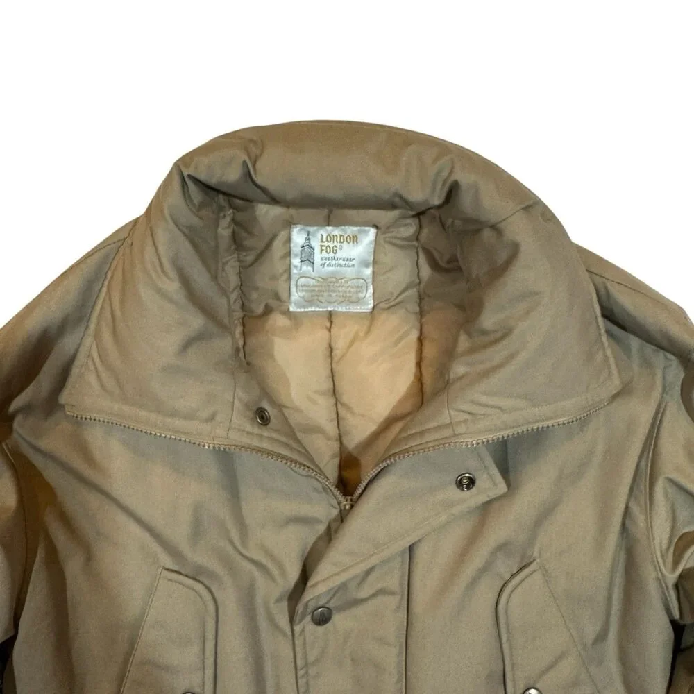 Vintage 80s London Fog Parka 40R Quilted Hooded Coat Big Ben‎ Zip Korea